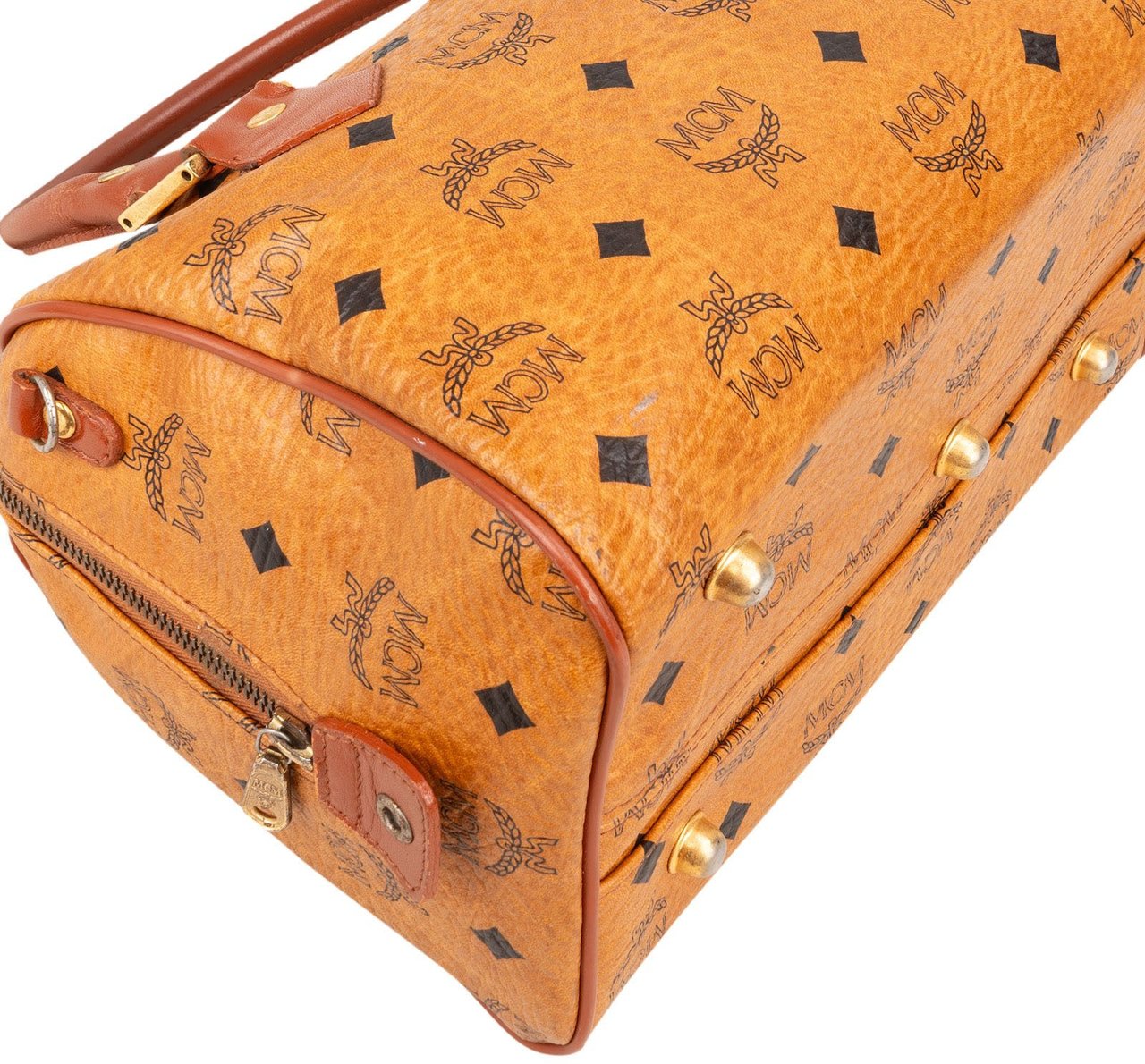 MCM MCM Monogram Visetos Boston Handbag Bruin