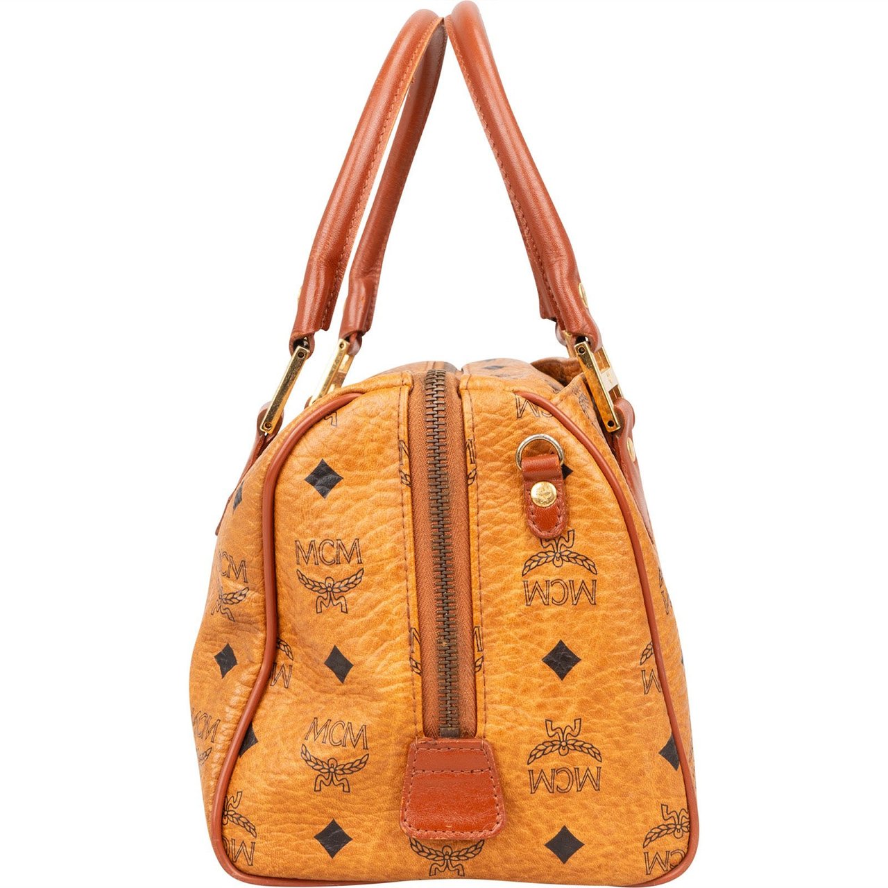 MCM MCM Monogram Visetos Boston Handbag Bruin