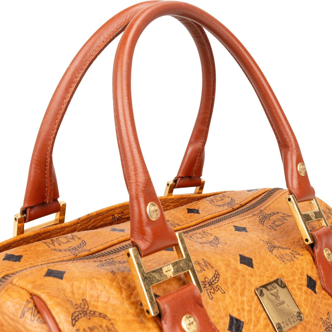 MCM MCM Monogram Visetos Boston Handbag Bruin