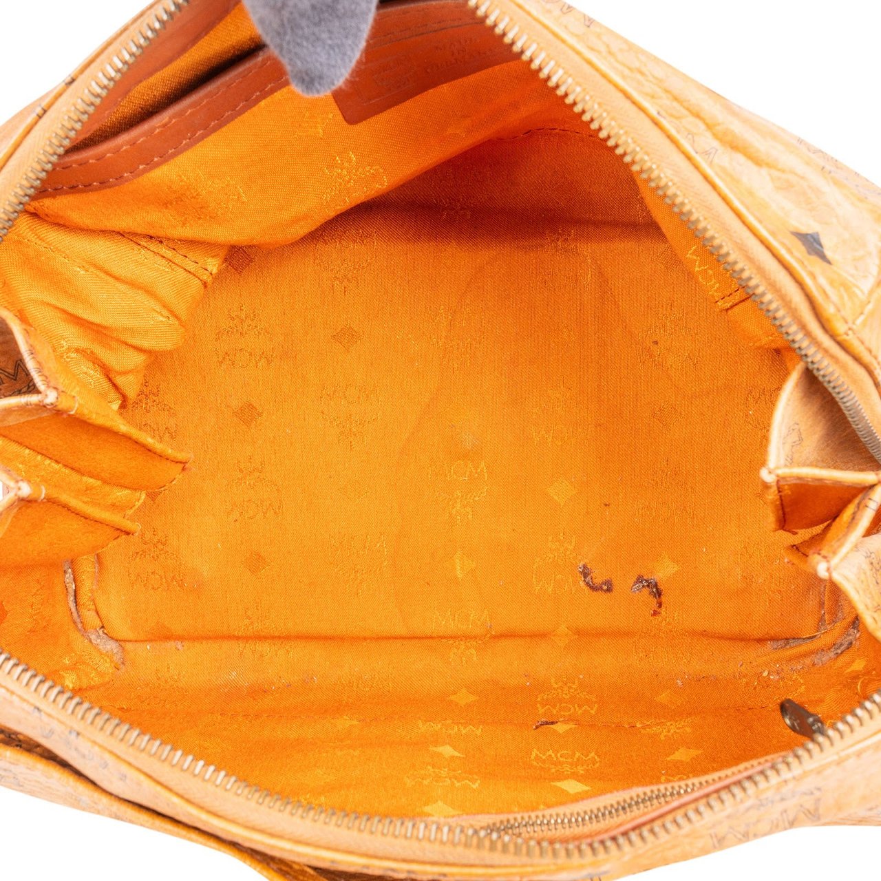 MCM Monogram Visetos Boston Bag Handbag Bruin