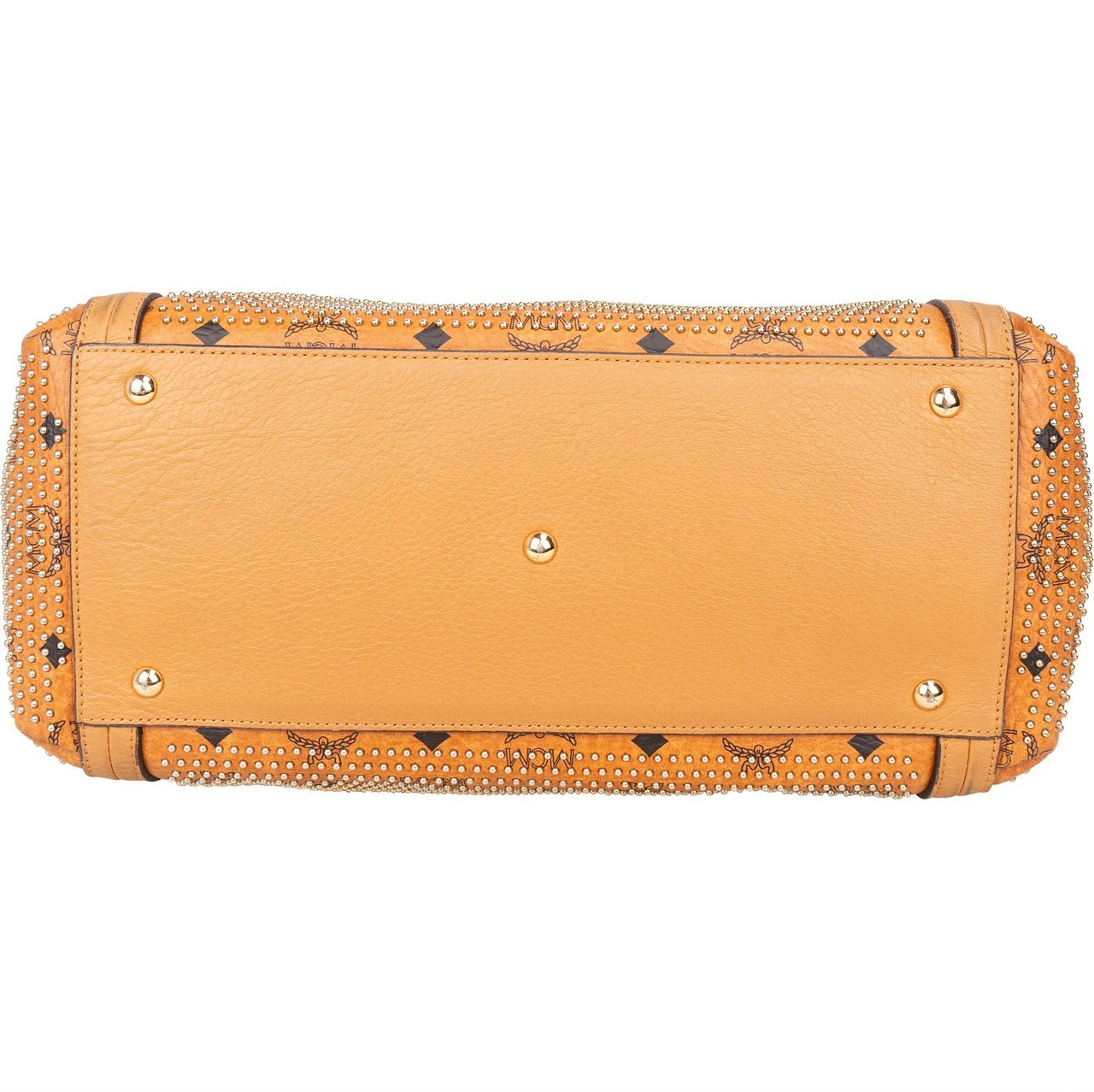 MCM MCM Monogram Visetos Studded Boston Ella Handbag Bruin