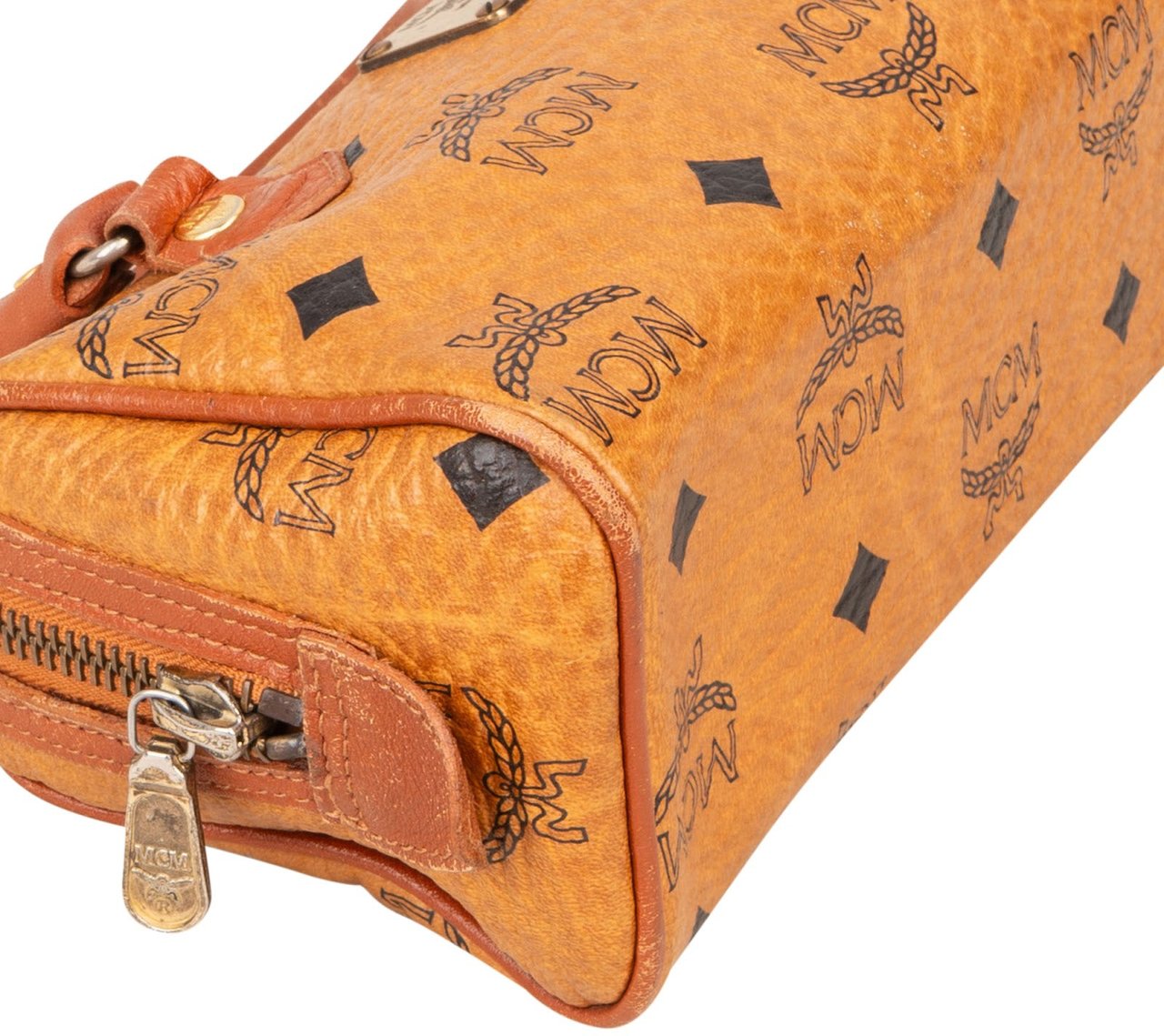 MCM MCM Monogram Visetos Mini Boston Handbag Bruin