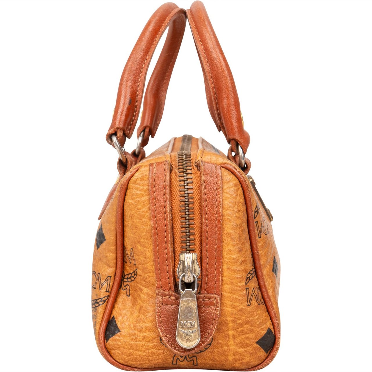 MCM MCM Monogram Visetos Mini Boston Handbag Bruin