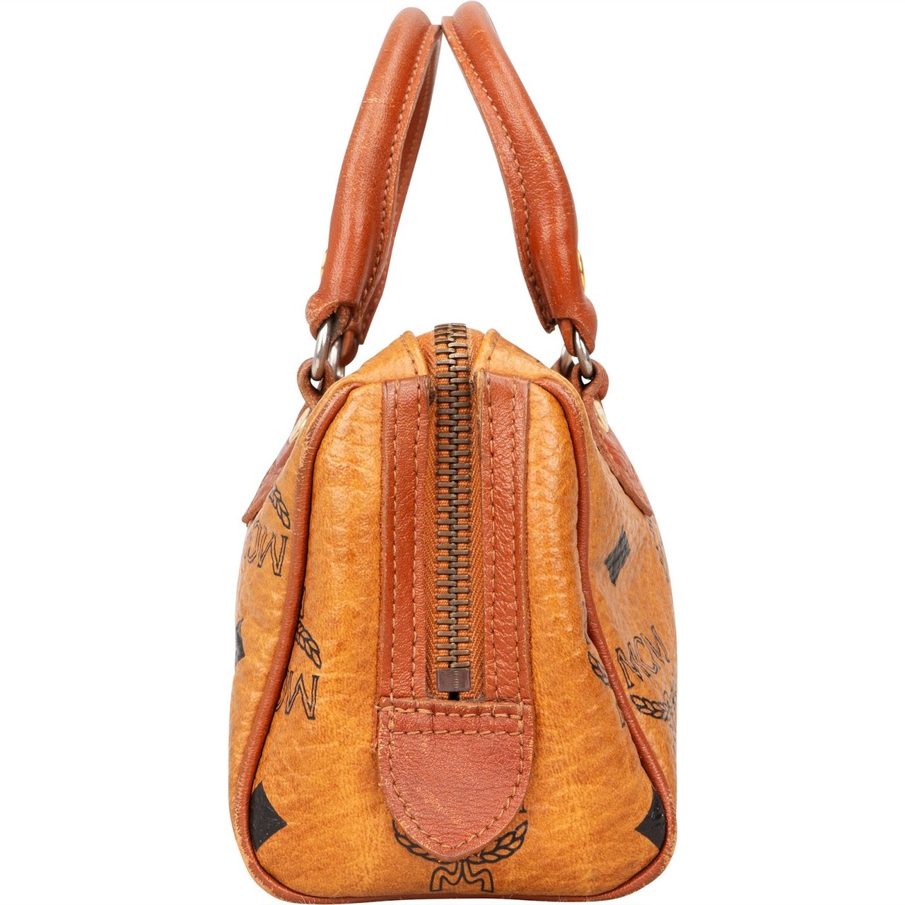 MCM MCM Monogram Visetos Mini Boston Handbag Bruin