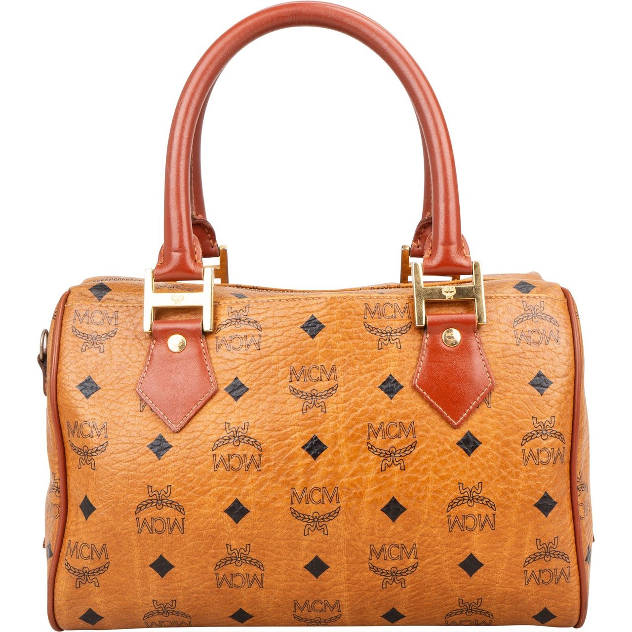 MCM MCM Monogram Visetos Boston Handbag Bruin