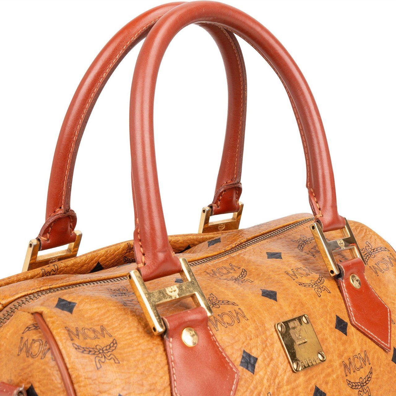 MCM MCM Monogram Visetos Boston Handbag Bruin