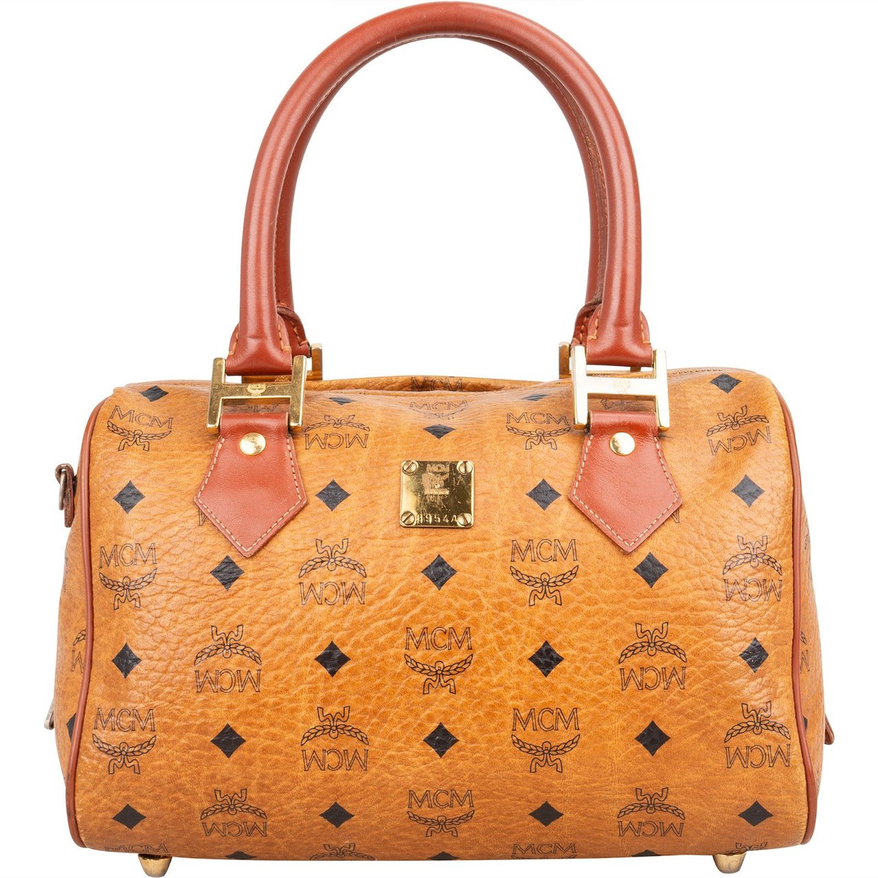 MCM MCM Monogram Visetos Boston Handbag Bruin