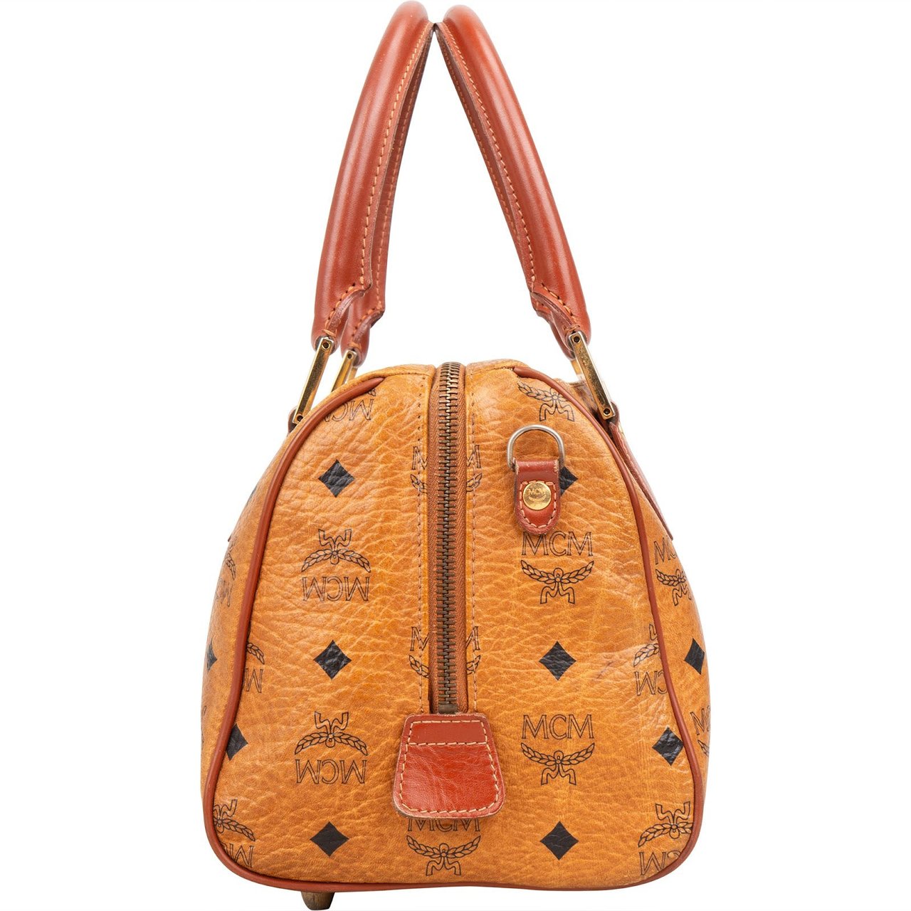MCM MCM Monogram Visetos Boston Handbag Bruin