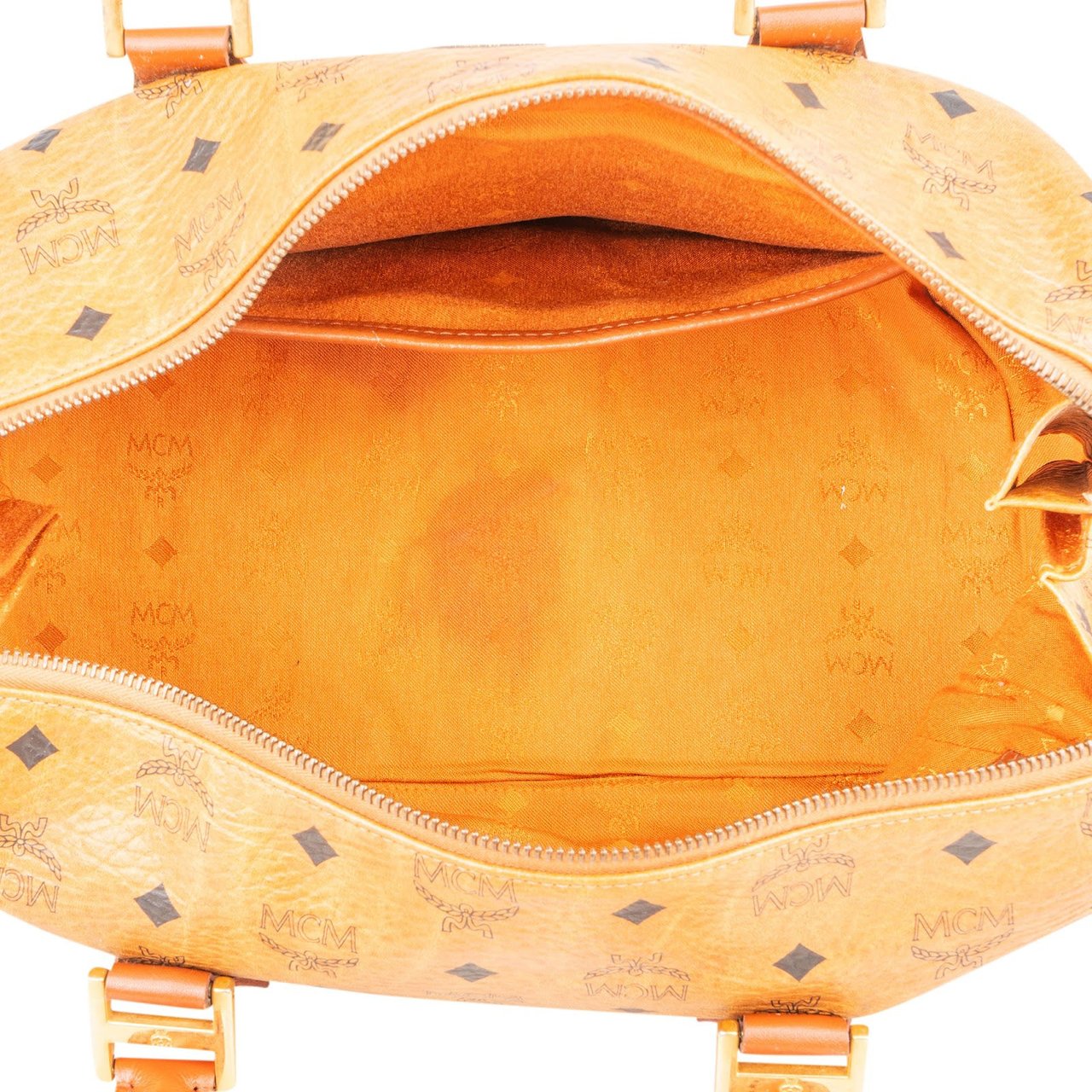 MCM MCM Monogram Visetos Boston Handbag Bruin