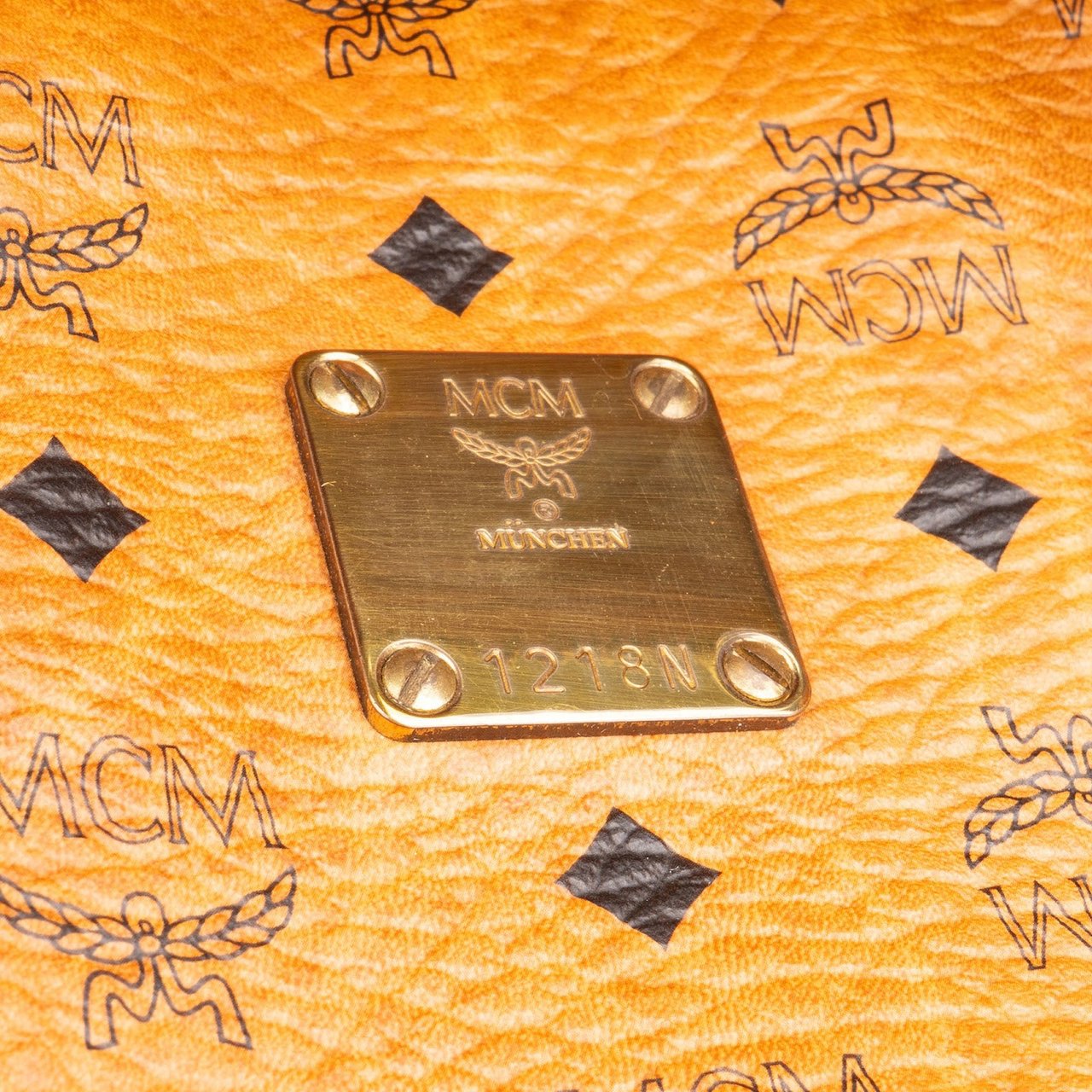 MCM MCM Monogram Visetos Boston Handbag Bruin