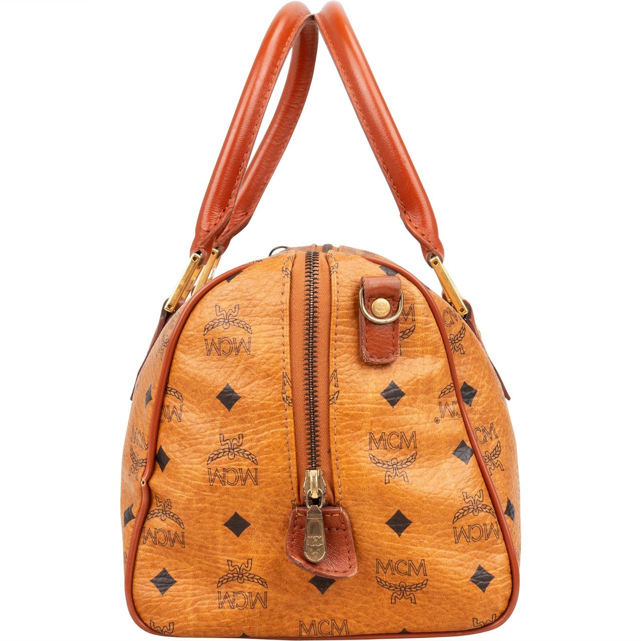 MCM MCM Monogram Visetos Boston Handbag Bruin