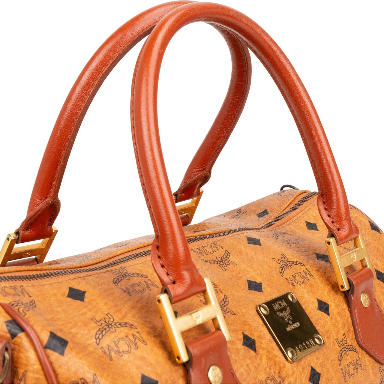 MCM MCM Monogram Visetos Boston Handbag Bruin
