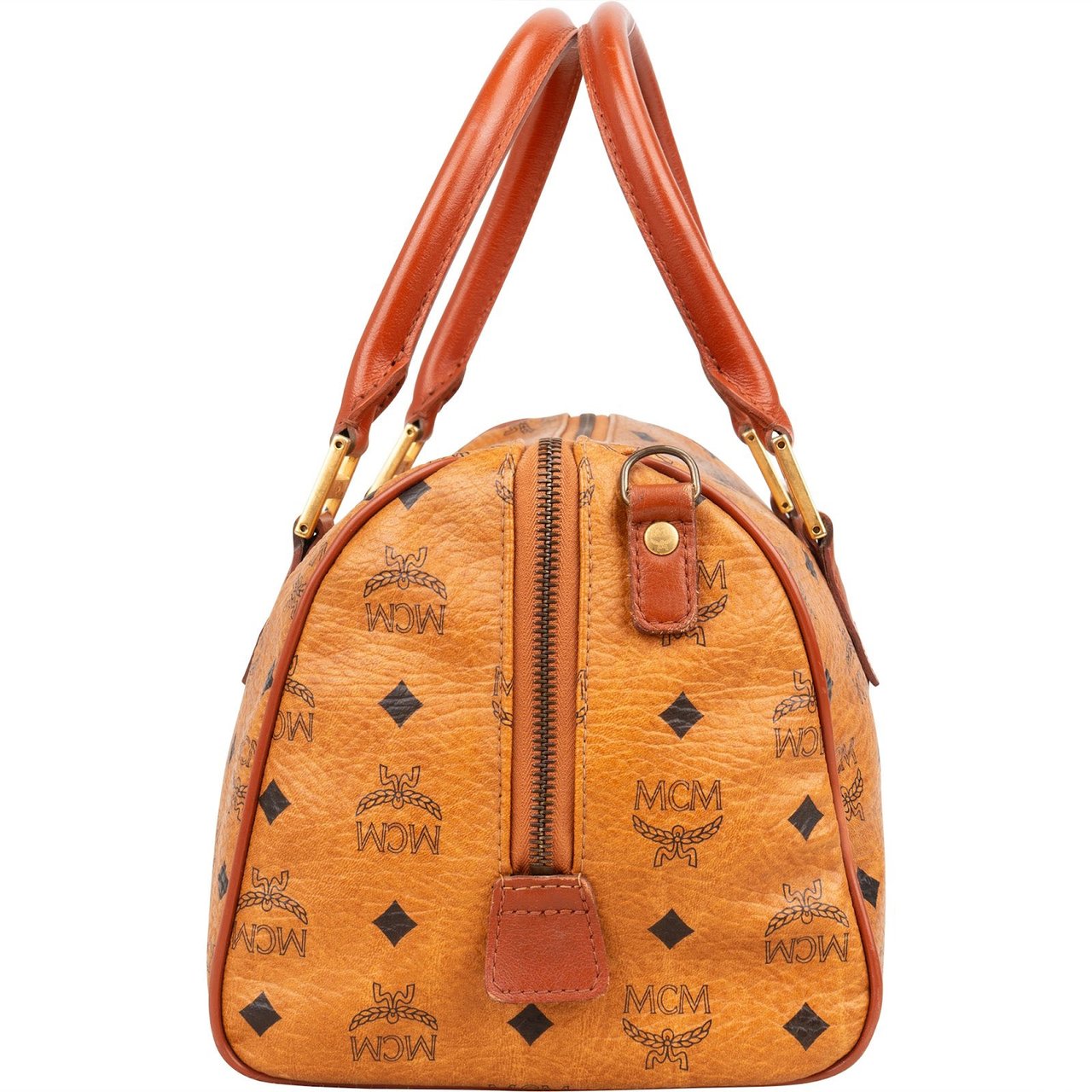 MCM MCM Monogram Visetos Boston Handbag Bruin