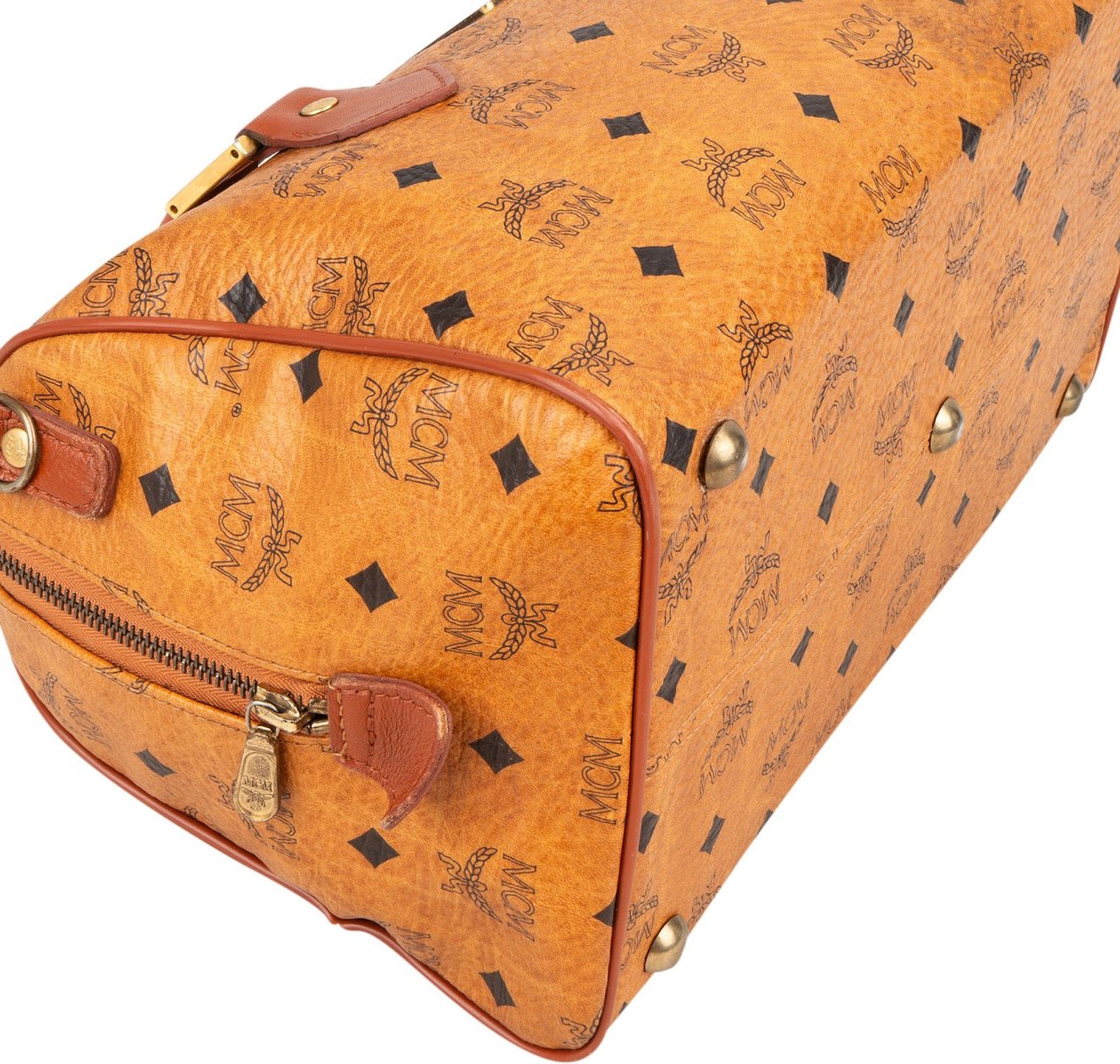 MCM MCM Monogram Visetos Boston Handbag Bruin