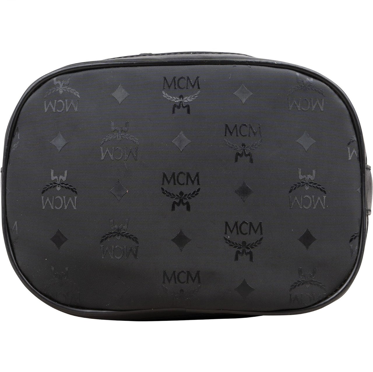 MCM MCM Monogram Visetos Black Nylon Bucket Crossbody Bag Zwart