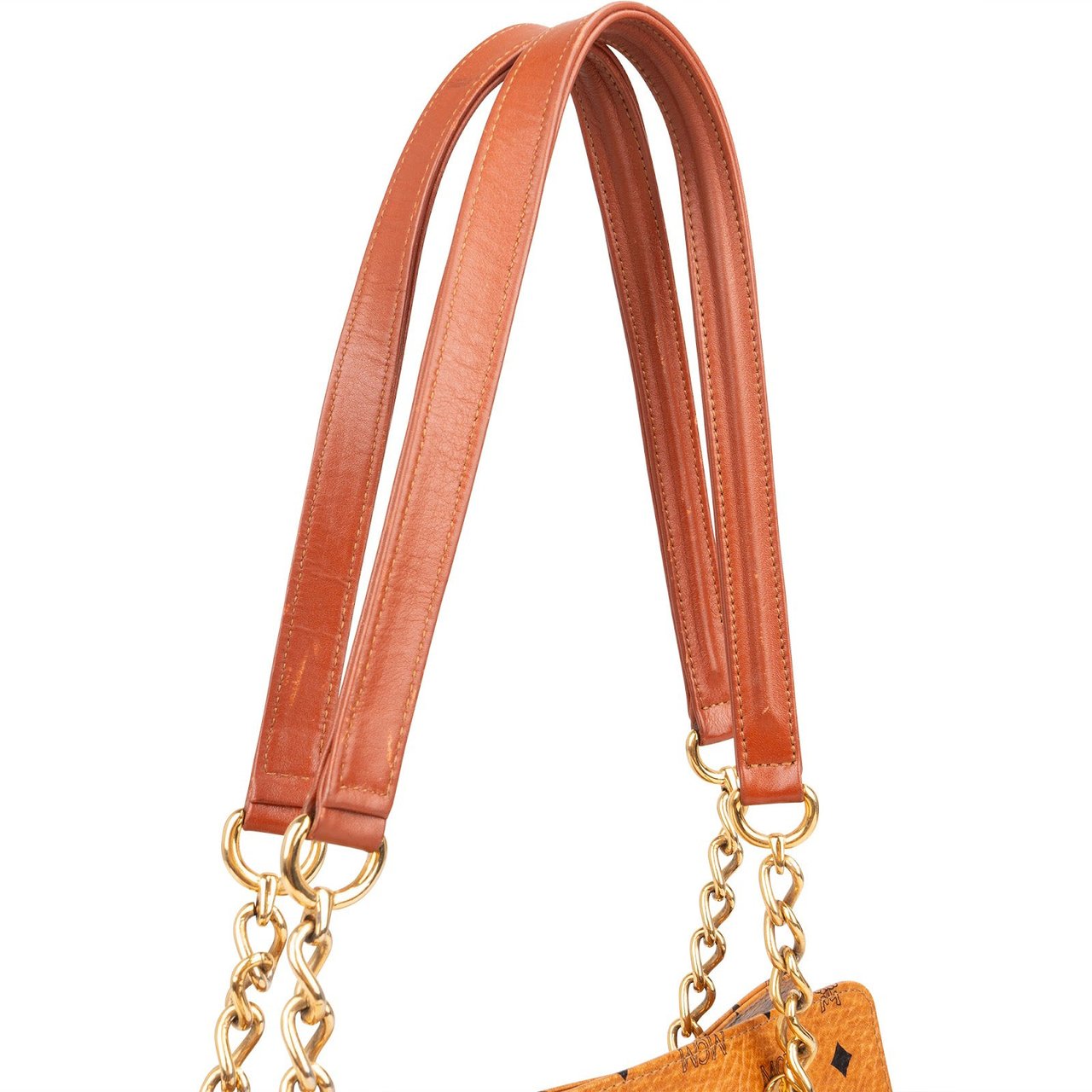 MCM MCM Monogram Visetos Chain Tote Shoulder Bag Bruin