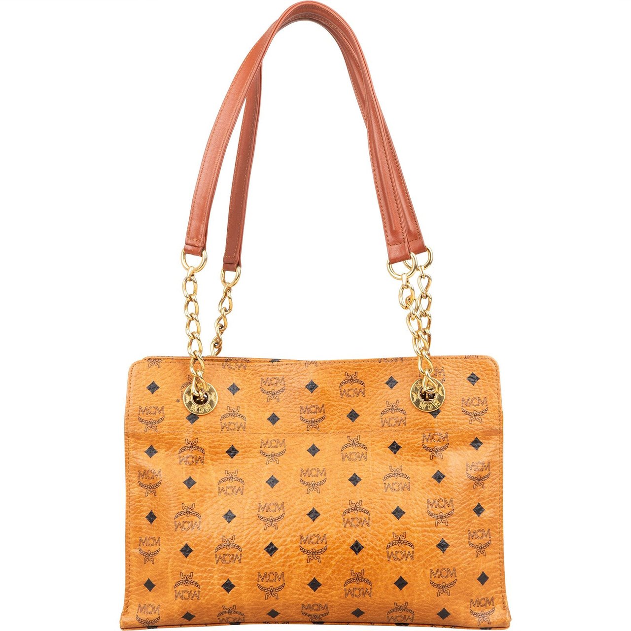MCM MCM Monogram Visetos Chain Tote Shoulder Bag Bruin