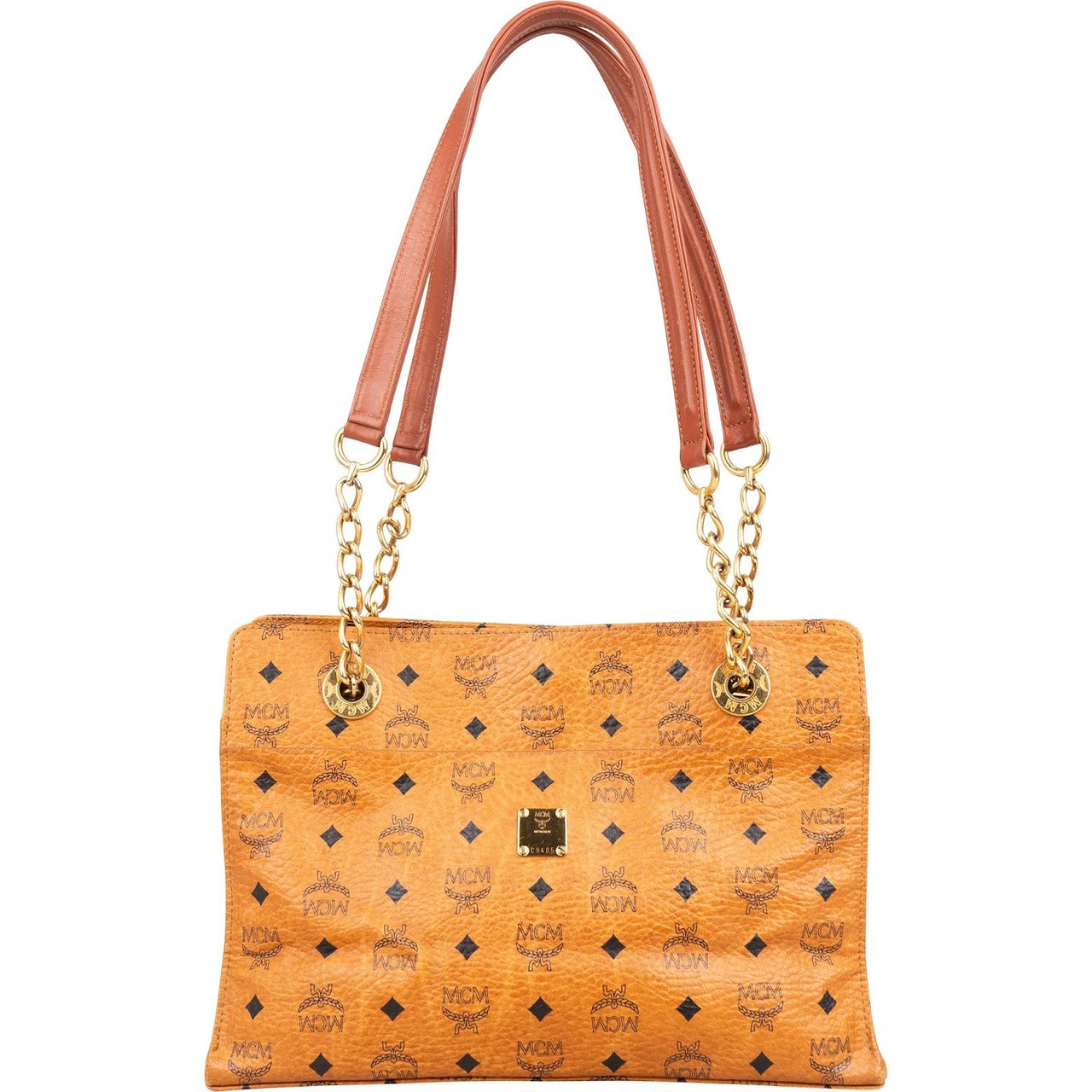 MCM MCM Monogram Visetos Chain Tote Shoulder Bag Bruin