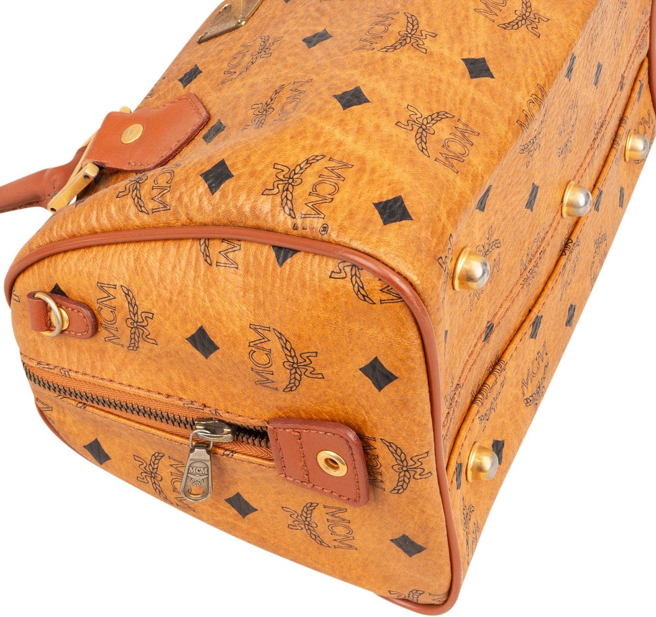 MCM MCM Monogram Visetos Boston Handbag Bruin