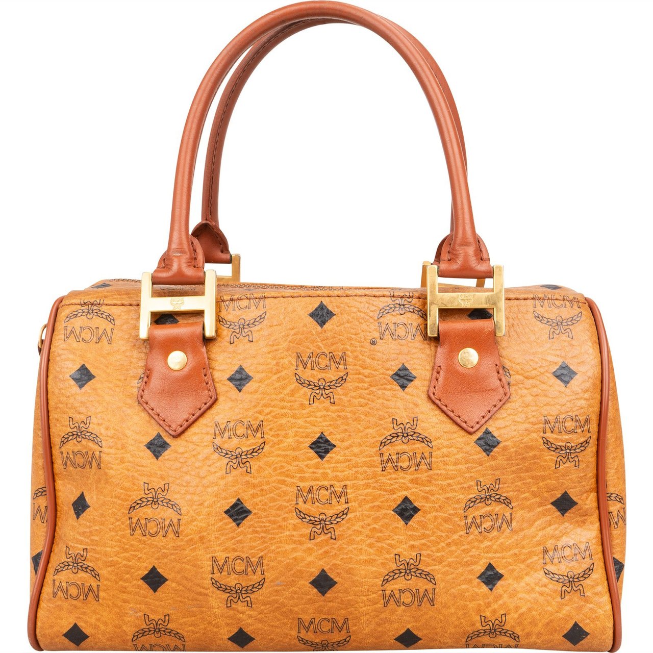 MCM MCM Monogram Visetos Boston Handbag Bruin