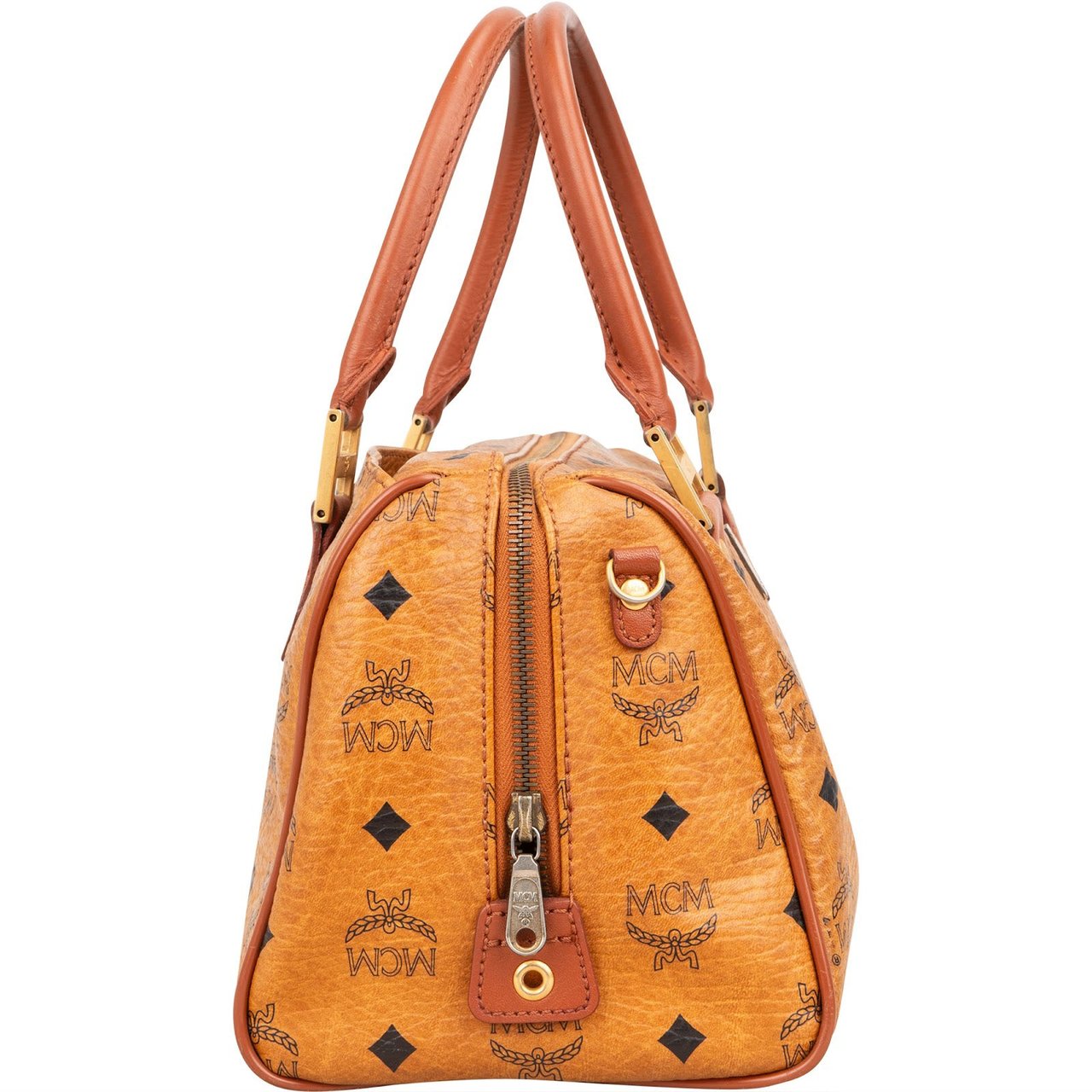 MCM MCM Monogram Visetos Boston Handbag Bruin