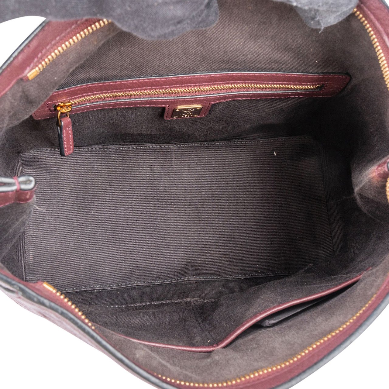 MCM MCM Monogram Visetos Leather Milla Hobo Shoulder Bag Rood