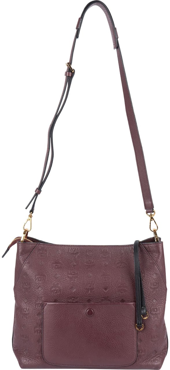 MCM MCM Monogram Visetos Leather Milla Hobo Shoulder Bag Rood