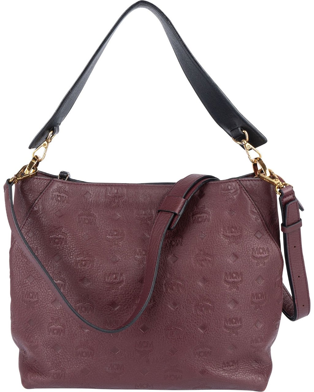 MCM MCM Monogram Visetos Leather Milla Hobo Shoulder Bag Rood