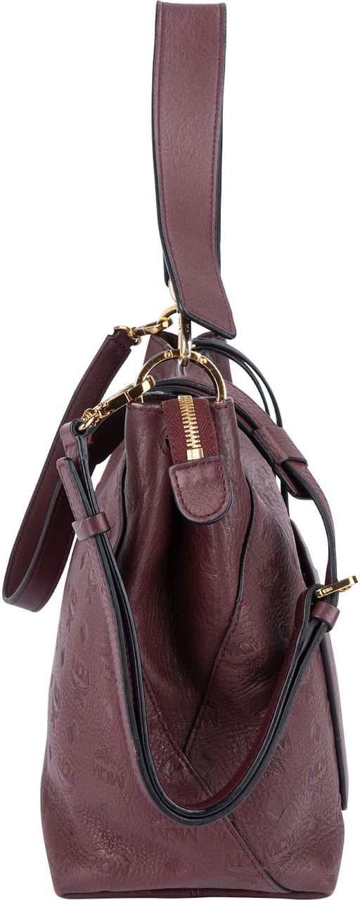 MCM MCM Monogram Visetos Leather Milla Hobo Shoulder Bag Rood