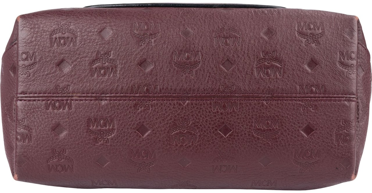 MCM MCM Monogram Visetos Leather Milla Hobo Shoulder Bag Rood