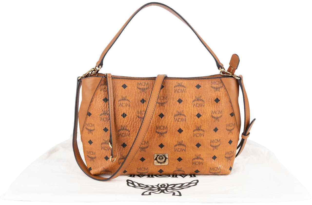 MCM Monogram Visetos Klara Shoulder Bag Bruin