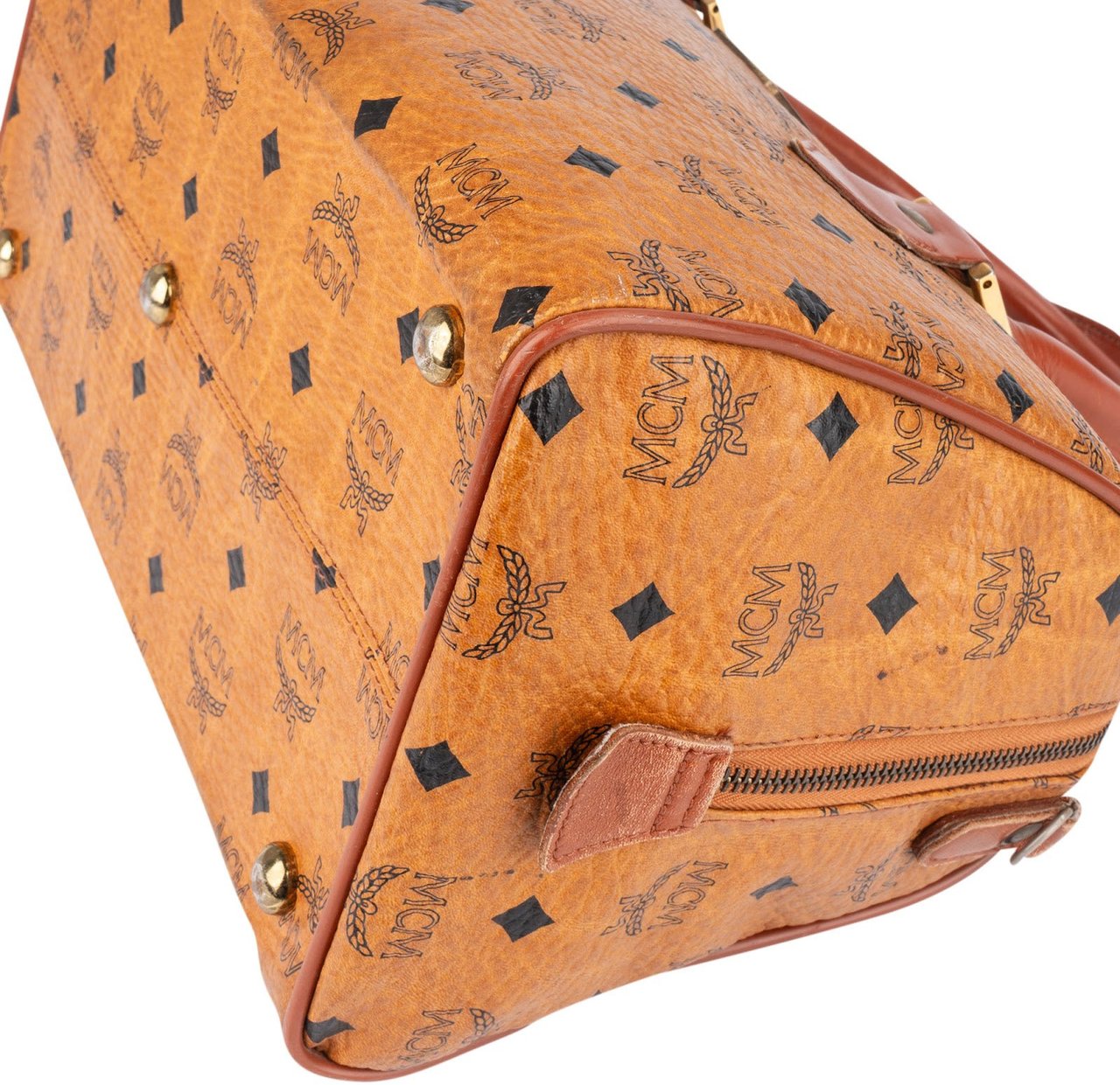 MCM MCM Monogram Visetos Boston Handbag Bruin
