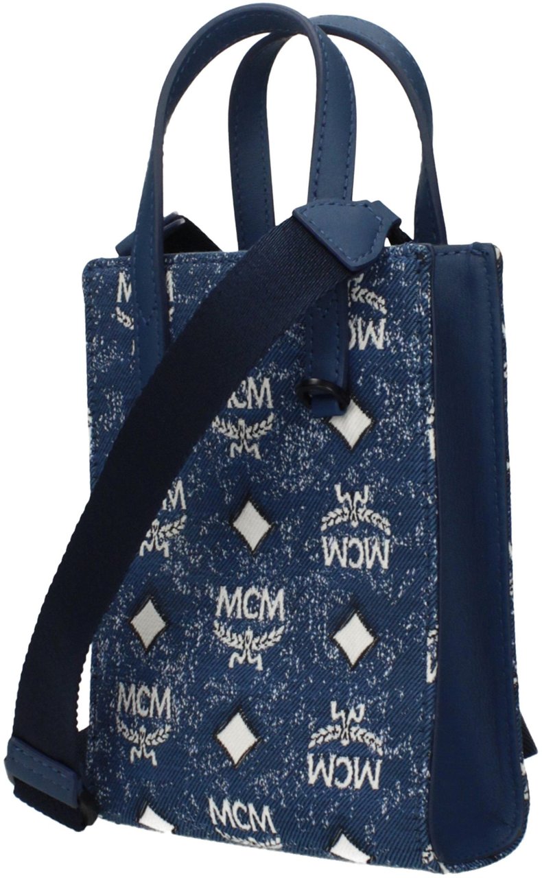 MCM MCM Blue Fabric Handbag Blauw