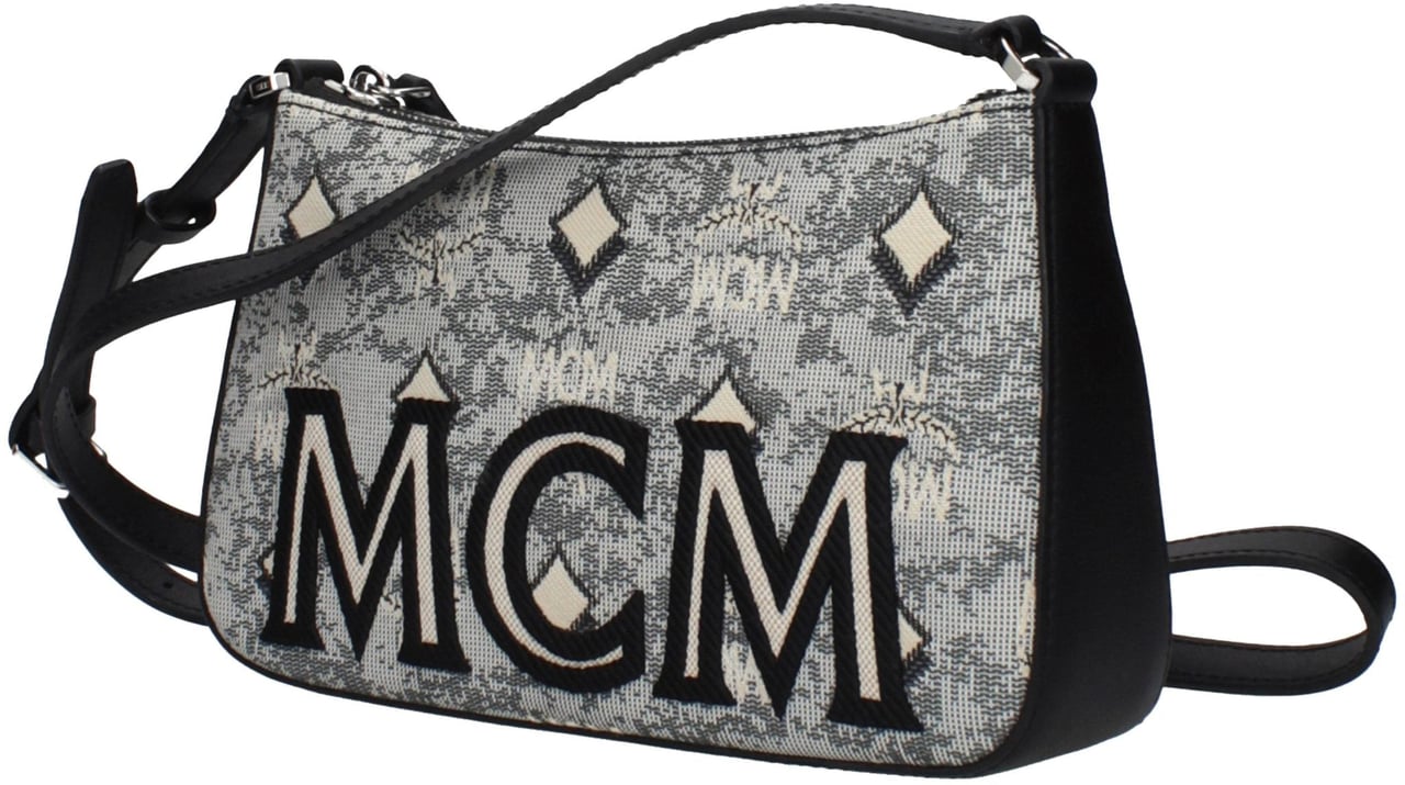 MCM MCM Gray Fabric Crossbody Bag Grijs