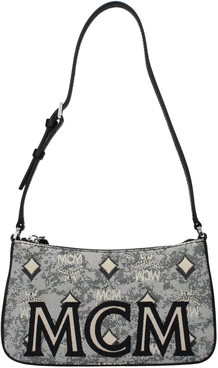 MCM MCM Gray Fabric Crossbody Bag Grijs