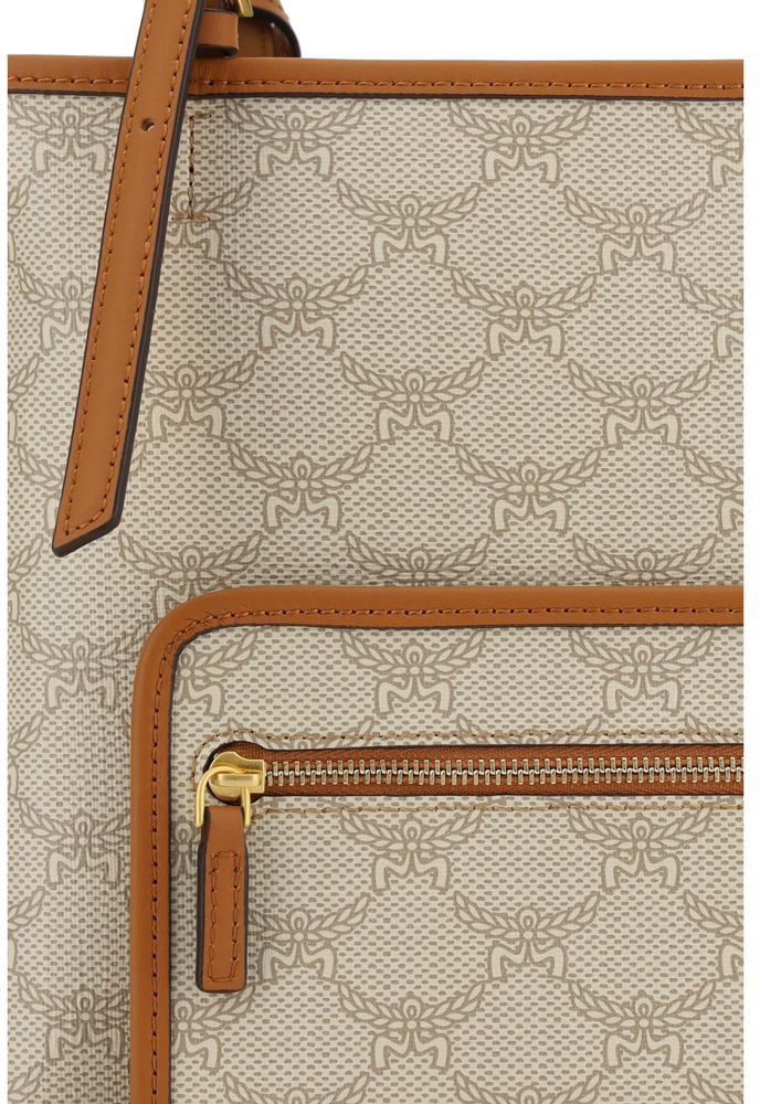 MCM MCM Brown Polyester Shoulder Bag Beige