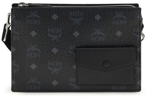 MCM MCM Black Calf Leather Bos Taurus Shoulder Bag Zwart