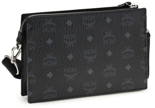 MCM MCM Black Calf Leather Bos Taurus Shoulder Bag Zwart