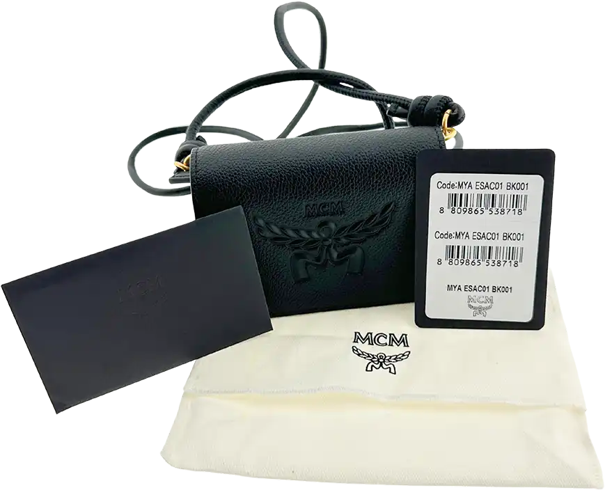MCM MCM Himmel Wallet on Chain leather logo black / unworn Zwart