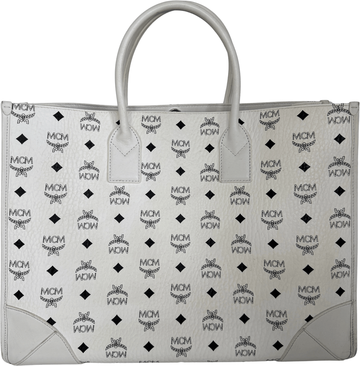 MCM MCM Munich tote bag in Visetos white with removable pouch /good Wit
