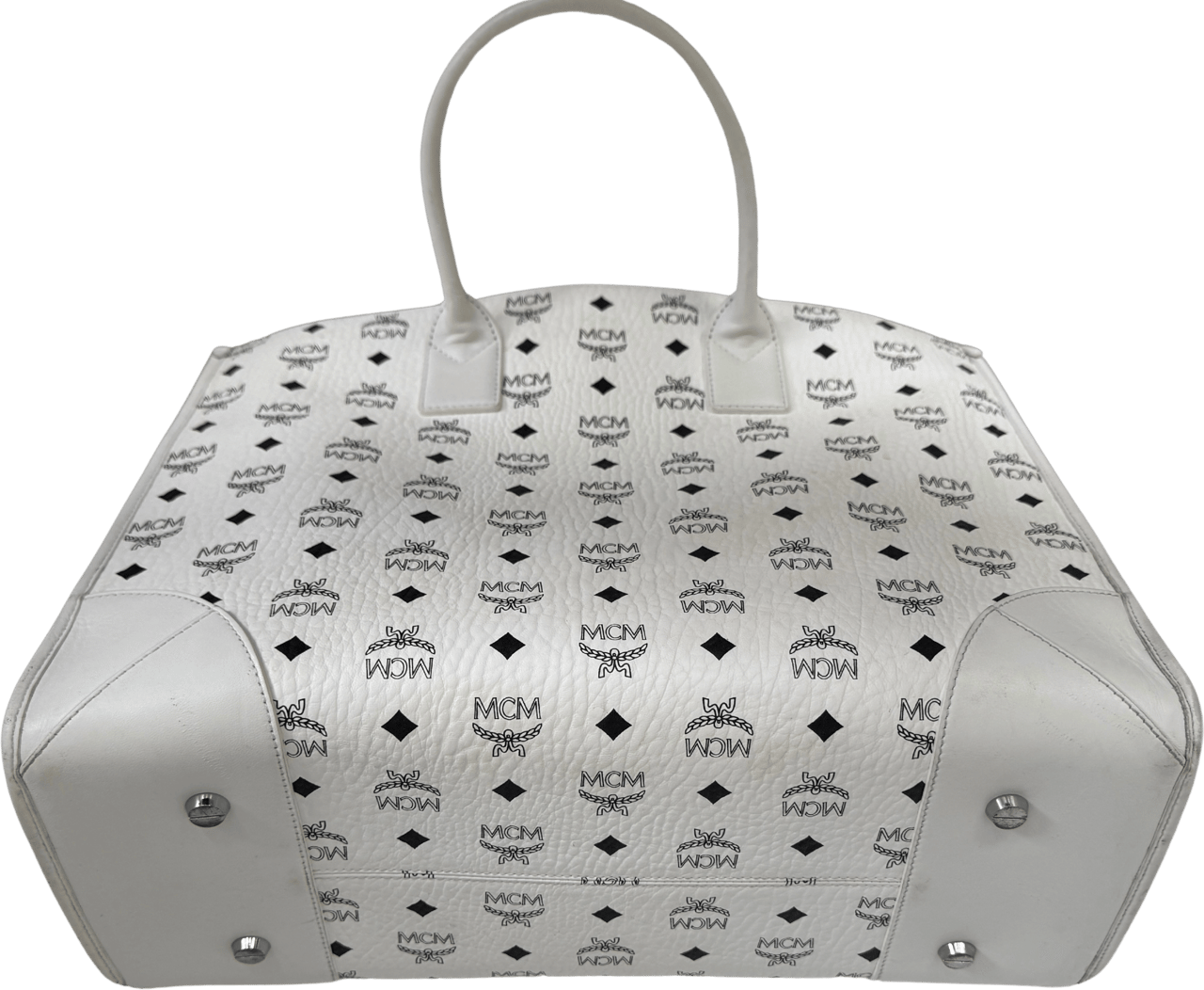 MCM MCM Munich tote bag in Visetos white with removable pouch /good Wit