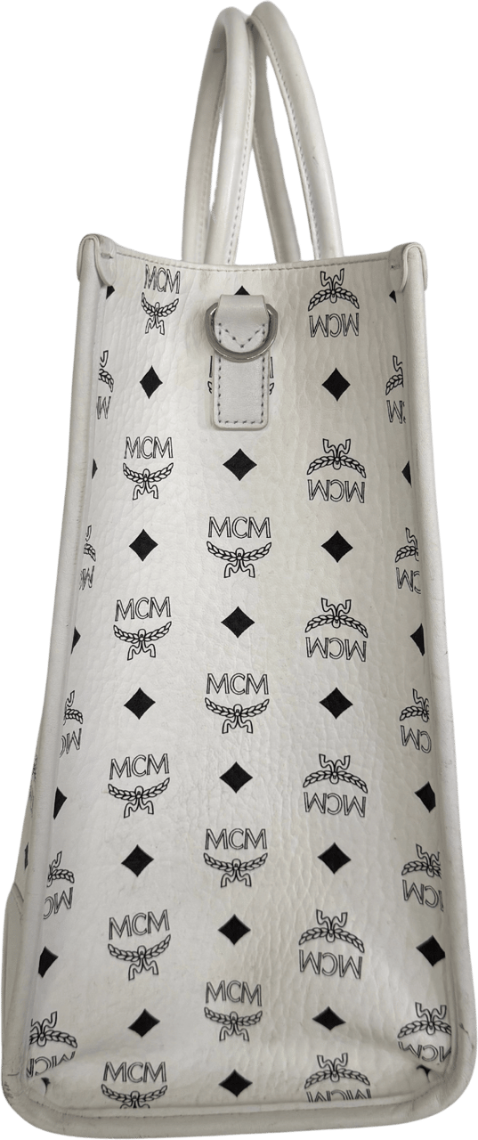 MCM MCM Munich tote bag in Visetos white with removable pouch /good Wit