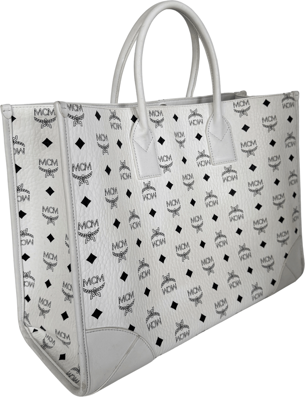 MCM MCM Munich tote bag in Visetos white with removable pouch /good Wit