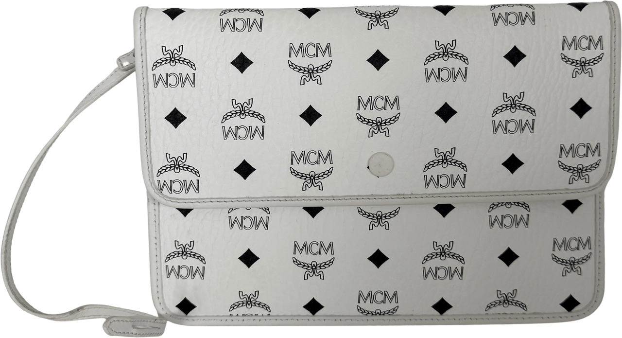 MCM MCM Munich tote bag in Visetos white with removable pouch /good Wit