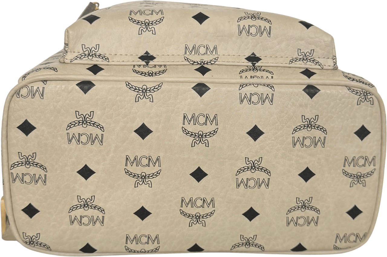 MCM MCM Stark Backpack in Visetos with Side Studs Small Beige / Mint Condition Beige
