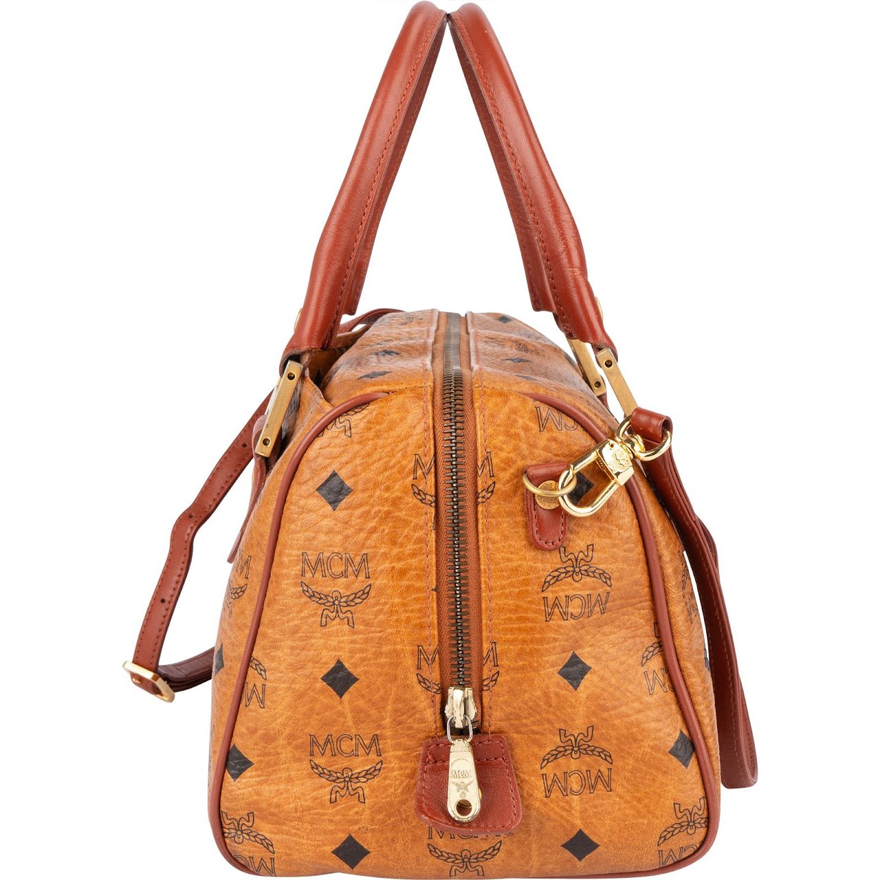 MCM MCM Monogram Visetos Boston Handbag Bruin
