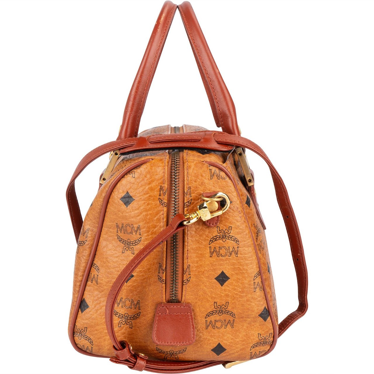 MCM MCM Monogram Visetos Boston Handbag Bruin