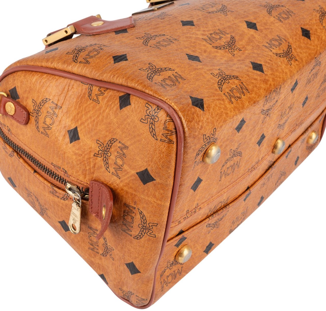 MCM MCM Monogram Visetos Boston Handbag Bruin