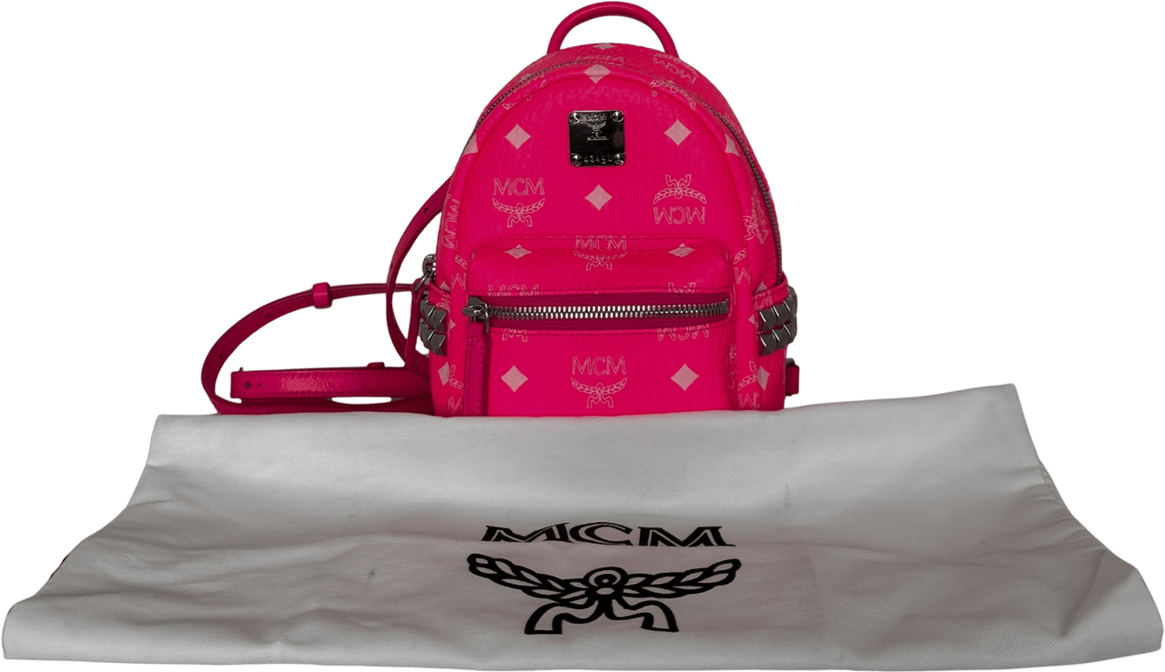 MCM MCM Mini Stark Rucksack Neonpink / neuwertig Roze