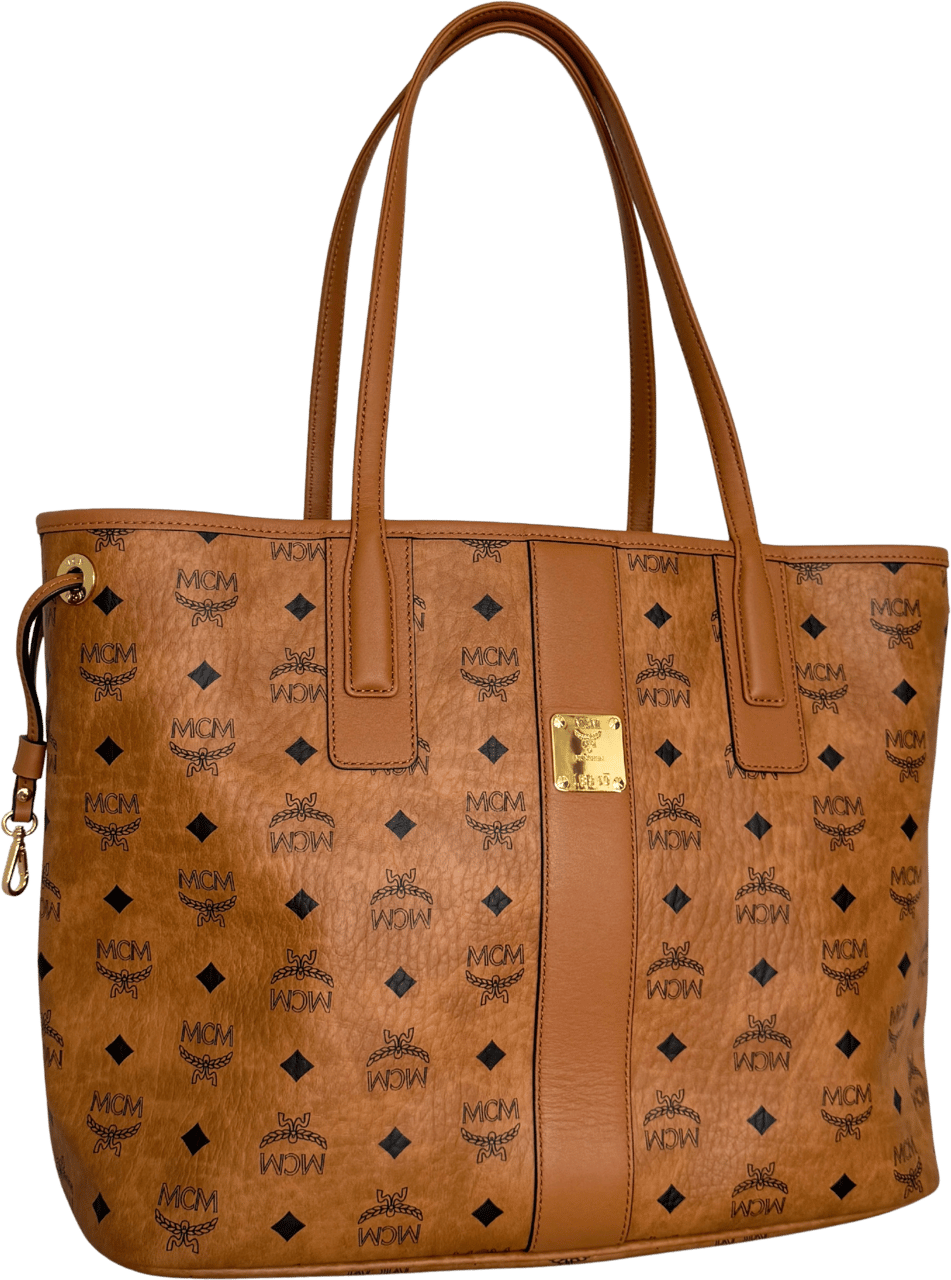 MCM MCM Liz reversible shopper bag in Visetos Medium Cognac Bruin